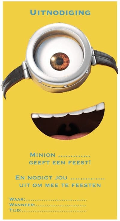 uitnodiging minion feest
