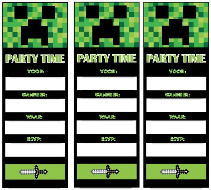 uitnodiging minecraft